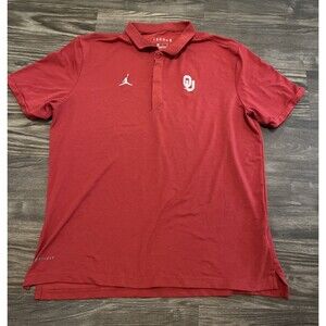 JORDAN Men's OU Oklahoma Sooners Standard Fit Polo Shirt Burgundy Size Large